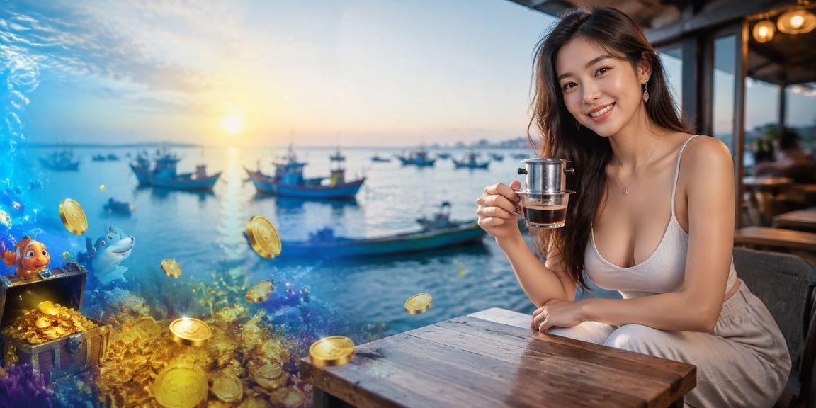 Người dùng ngồi tại quán cà phê Mũi Né xem thông tin cá cược thể thao trên điện thoại bên ly cà phê Việt